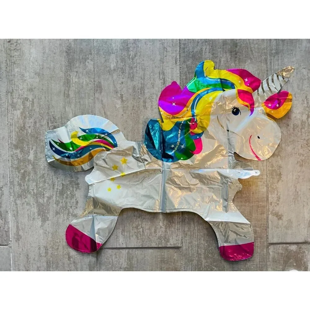 Unicorn Foil Balloon Birthday Party Kids Girls Rainbow No Helium Reusable NEW